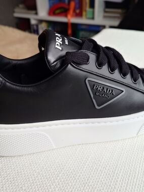 PRADA Milano Black Leather Platform Sneaker